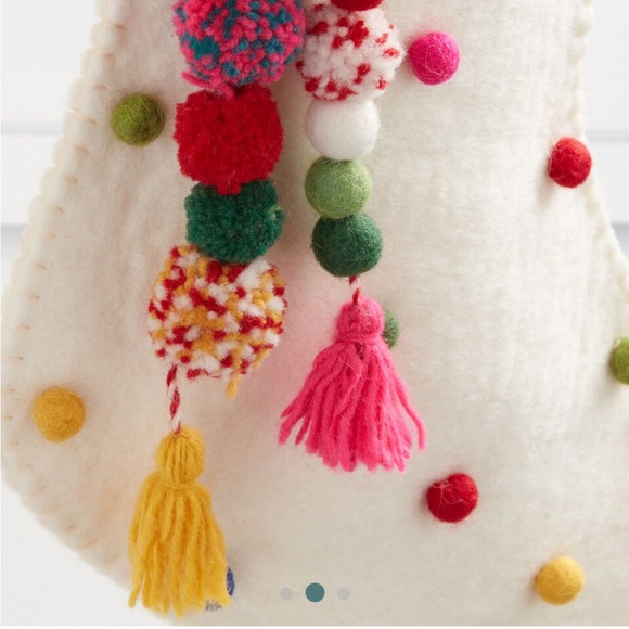 White Wool Felt Stocking - Picture 2 of 9